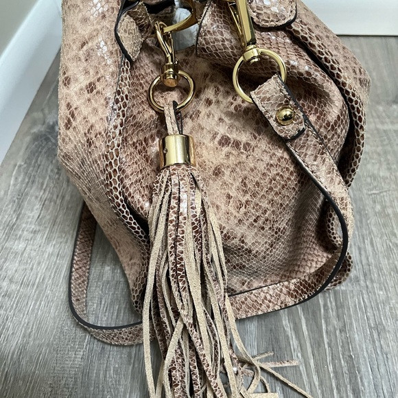 G.I.L.I Python Leather Slouch Large Tote Bag - Picture 10 of 13